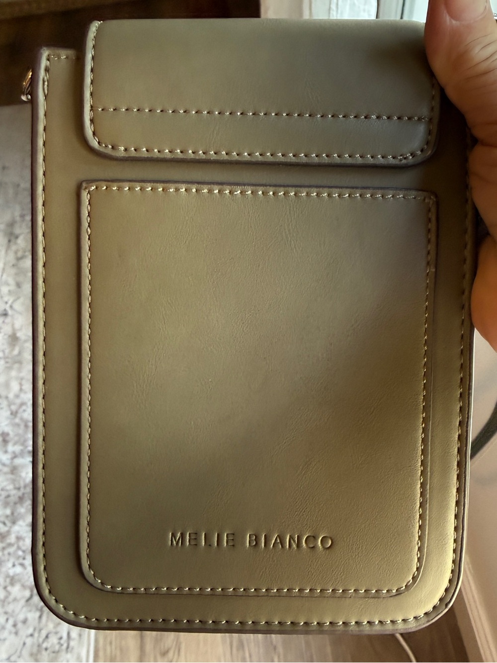 Melie Bianco Vegan Leather Crossbody Phone Bag Pouch  olive green